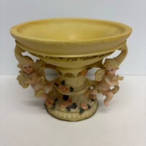 Vintage Cherub Angel Pedestal Trinket Bowl Cottage Core Farmhouse